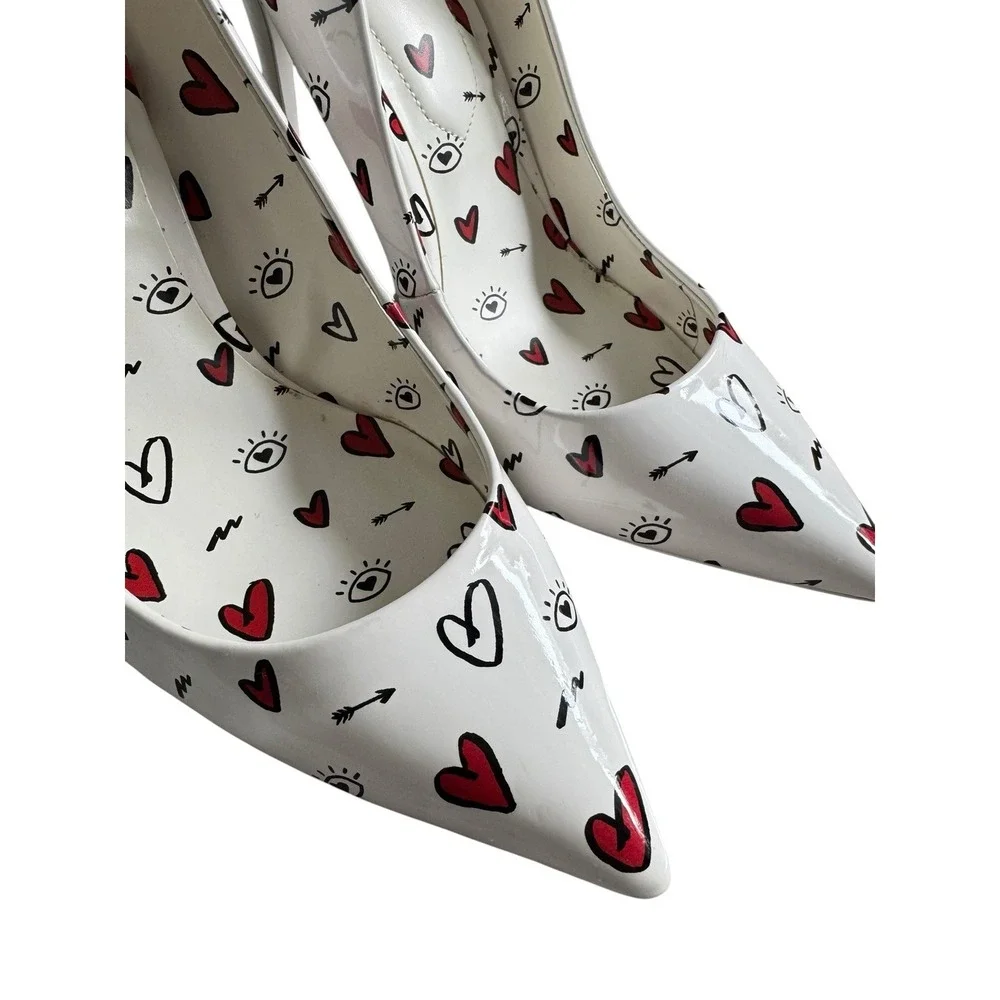 ALDO NEW Stessy 2.0 Stiletto Pump Heels White Valentines Hearts Love Size 7